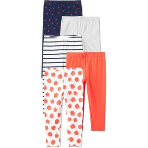 image:imageAmazon Essentials Girls Cotton Stretch Leggings MultipacksRed OrangeHeather GreyApples