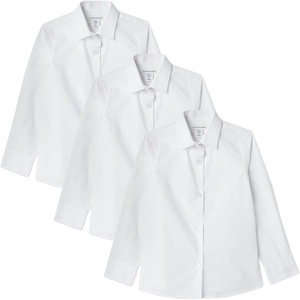 image:imageAmazon Essentials Girls Regular Fit Easy Iron Long Sleeve School ShirtsBright White  3 Pack