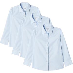 image:imageAmazon Essentials Girls Regular Fit Easy Iron Long Sleeve School ShirtsCornflower Blue  3 Pack