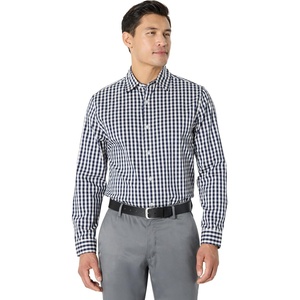 image:imageAmazon Essentials Mens Regular Fit Long Sleeve Wrinkle Resistant Stretch Dress ShirtWhite Gingham