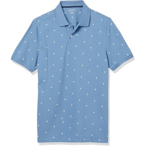 image:imageAmazon Essentials Mens SlimFit ShortSleeve Cotton Pique Polo ShirtBlueWhite Palm