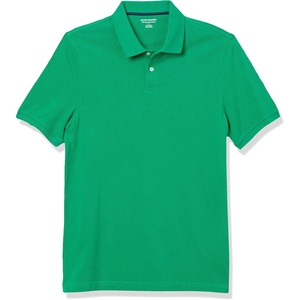 image:imageAmazon Essentials Mens SlimFit ShortSleeve Cotton Pique Polo ShirtGreen