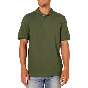 image:imageAmazon Essentials Mens SlimFit ShortSleeve Cotton Pique Polo ShirtOlive