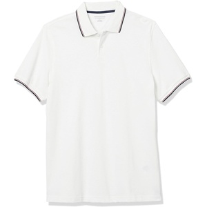 image:imageAmazon Essentials Mens SlimFit ShortSleeve Cotton Pique Polo ShirtWhite Thin Stripe