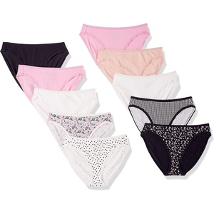image:imageAmazon Essentials Womens Cotton Stretch HighCut Bikini PantyCheckedDotsFloralMulticolor