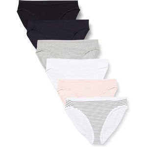 image:imageAmazon Essentials Womens Cotton Stretch HighCut Bikini PantyMulticolorHeatherStripe