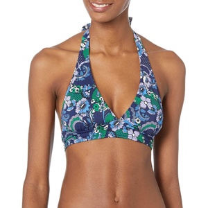 image:imageAmazon Essentials Womens LightSupport Padded Tie Halter Bikini Swimsuit Top Available in Plus SizeDeep Blue Paisley