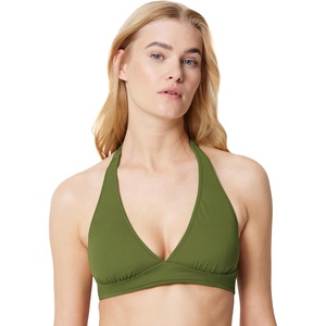 image:imageAmazon Essentials Womens LightSupport Padded Tie Halter Bikini Swimsuit Top Available in Plus SizeOlive