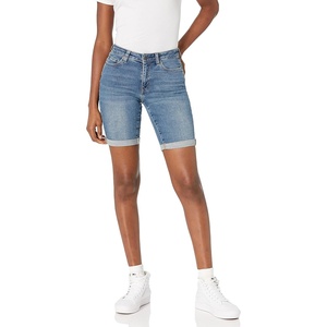 image:imageAmazon Essentials Womens MidRise Stretchy Denim Bermuda Shorts with Pockets Rolled CuffMedium Wash