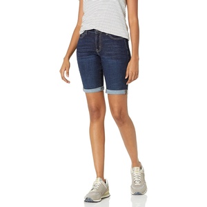 image:imageAmazon Essentials Womens MidRise Stretchy Denim Bermuda Shorts with Pockets Rolled CuffRinse