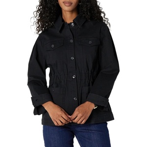 image:imageAmazon Essentials Womens RelaxedFit Dropped Shoulder Midweight Cotton Twill JacketBlack
