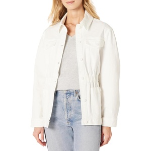image:imageAmazon Essentials Womens RelaxedFit Dropped Shoulder Midweight Cotton Twill JacketWhite