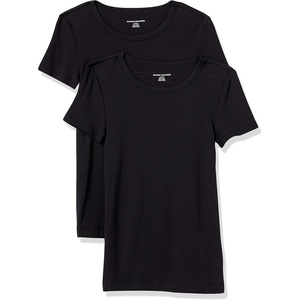 image:imageAmazon Essentials Womens SlimFit ShortSleeve Crewneck TShirt Pack of 2Black