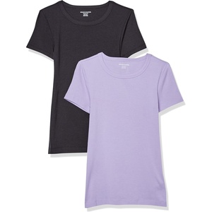 image:imageAmazon Essentials Womens SlimFit ShortSleeve Crewneck TShirt Pack of 2BlackLavender