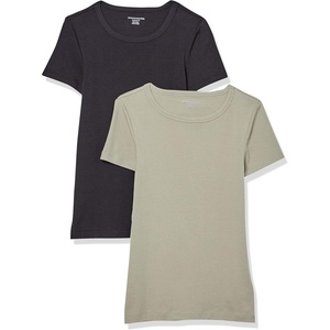 image:imageAmazon Essentials Womens SlimFit ShortSleeve Crewneck TShirt Pack of 2BlackSage Green