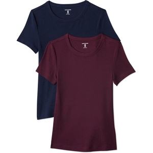 image:imageAmazon Essentials Womens SlimFit ShortSleeve Crewneck TShirt Pack of 2BurgundyNavy