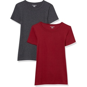 image:imageAmazon Essentials Womens SlimFit ShortSleeve Crewneck TShirt Pack of 2Charcoal HeatherBurgundy