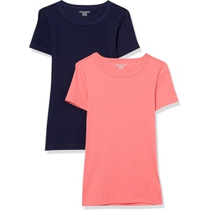 image:imageAmazon Essentials Womens SlimFit ShortSleeve Crewneck TShirt Pack of 2NavyHot Pink