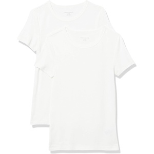 image:imageAmazon Essentials Womens SlimFit ShortSleeve Crewneck TShirt Pack of 2White