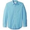 image:imageAmazon Essentials Mens RegularFit LongSleeve Casual Poplin Shirt Button Front Business Casual CollaredAqua Blue Gingham