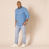 image:imageAmazon Essentials Mens RegularFit LongSleeve Casual Poplin Shirt Button Front Business Casual CollaredAqua Blue Plaid