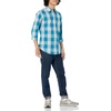 image:imageAmazon Essentials Mens RegularFit LongSleeve Casual Poplin Shirt Button Front Business Casual CollaredBlue White Buffalo Plaid
