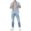 image:imageAmazon Essentials Mens RegularFit LongSleeve Casual Poplin Shirt Button Front Business Casual CollaredBlue White Stripe