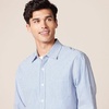 image:imageAmazon Essentials Mens RegularFit LongSleeve Casual Poplin Shirt Button Front Business Casual CollaredBlue White Vertical Stripe
