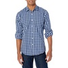 image:imageAmazon Essentials Mens RegularFit LongSleeve Casual Poplin Shirt Button Front Business Casual CollaredNavy White Plaid