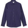 image:imageAmazon Essentials Mens RegularFit LongSleeve Casual Poplin Shirt Button Front Business Casual CollaredNavy Windowpane