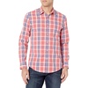 image:imageAmazon Essentials Mens RegularFit LongSleeve Casual Poplin Shirt Button Front Business Casual CollaredWashed Red Windowpane