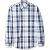 image:imageAmazon Essentials Mens RegularFit LongSleeve Casual Poplin Shirt Button Front Business Casual CollaredWhite Navy Large Plaid