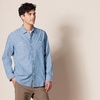 image:imageAmazon Essentials Mens RegularFit LongSleeve Lightweight Cotton Chambray Shirt with PocketsBlue