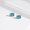 image:imageAmazon Essentials Rhodium or Yellow Gold Plated Brass Cluster Baguette EarringsGreenBlueRhodium