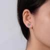 image:imageAmazon Essentials Rhodium or Yellow Gold Plated Brass Cluster Baguette EarringsGreenBlueRhodium