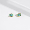 image:imageAmazon Essentials Rhodium or Yellow Gold Plated Brass Cluster Baguette EarringsGreenBlueYellow Gold