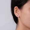 image:imageAmazon Essentials Rhodium or Yellow Gold Plated Brass Cluster Baguette EarringsPinkRhodium