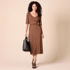 image:imageAmazon Essentials Womens Fine Rib V Neck Side CutOut Midi Dress Previously Daily RitualChocolate