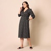 image:imageAmazon Essentials Womens Lightweight Georgette Long Sleeve VNeck Midi Dress Available in Plus SizeBlack  Bouquet Floral