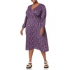 image:imageAmazon Essentials Womens Lightweight Georgette Long Sleeve VNeck Midi Dress Available in Plus SizeDark Blue  Pansy