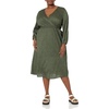image:imageAmazon Essentials Womens Lightweight Georgette Long Sleeve VNeck Midi Dress Available in Plus SizeDark Olive  Abstract Animal