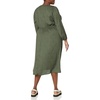image:imageAmazon Essentials Womens Lightweight Georgette Long Sleeve VNeck Midi Dress Available in Plus SizeDark Olive  Abstract Animal