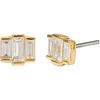 image:imageAmazon Essentials Rhodium or Yellow Gold Plated Brass Cluster Baguette EarringsYellow Gold