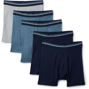 image:imageAmazon Essentials Mens Breathable Cotton Boxer Briefs TagFree Pack of 5Deep Blue  Navy  Light Heather Grey