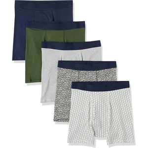 image:imageAmazon Essentials Mens Breathable Cotton Boxer Briefs TagFree Pack of 5Green FloralGrey HeatherNavyOliveRugby Print