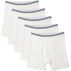 image:imageAmazon Essentials Mens Breathable Cotton Boxer Briefs TagFree Pack of 5White