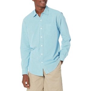 image:imageAmazon Essentials Mens RegularFit LongSleeve Casual Poplin Shirt Button Front Business Casual CollaredAqua Blue Gingham