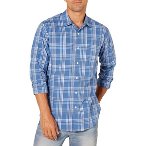 image:imageAmazon Essentials Mens RegularFit LongSleeve Casual Poplin Shirt Button Front Business Casual CollaredAqua Blue Plaid