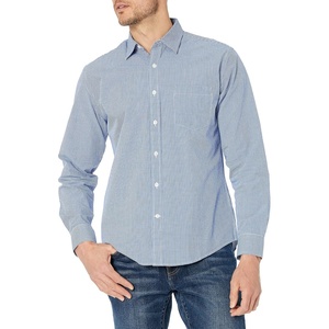 image:imageAmazon Essentials Mens RegularFit LongSleeve Casual Poplin Shirt Button Front Business Casual CollaredBlue Gingham