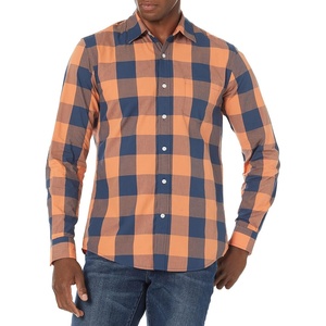 image:imageAmazon Essentials Mens RegularFit LongSleeve Casual Poplin Shirt Button Front Business Casual CollaredBlue Orange Buffalo